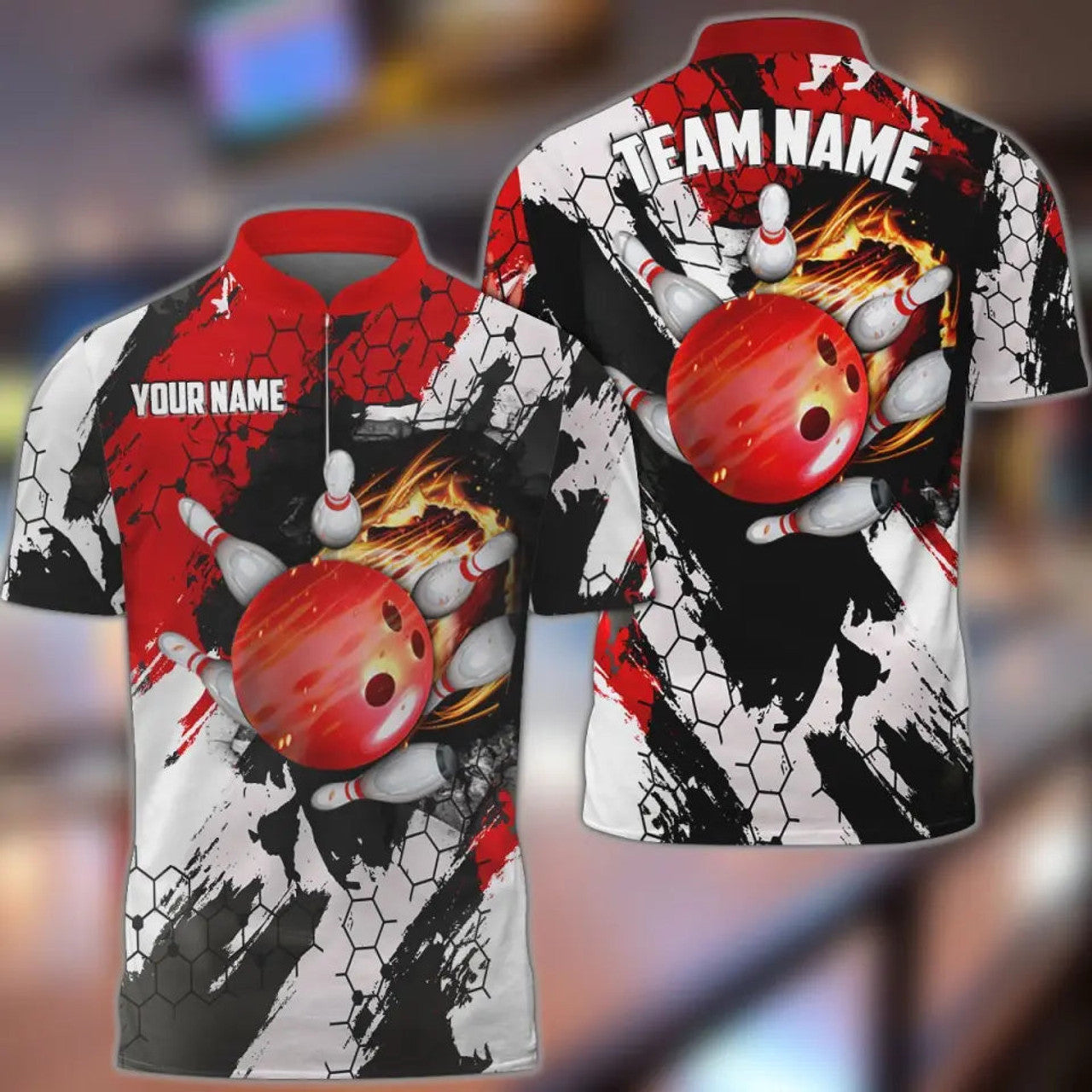 Custom Bowling And Pins Hexagram 2 Multicolor Option Customized Name 3D Bowling Jersey Shirt