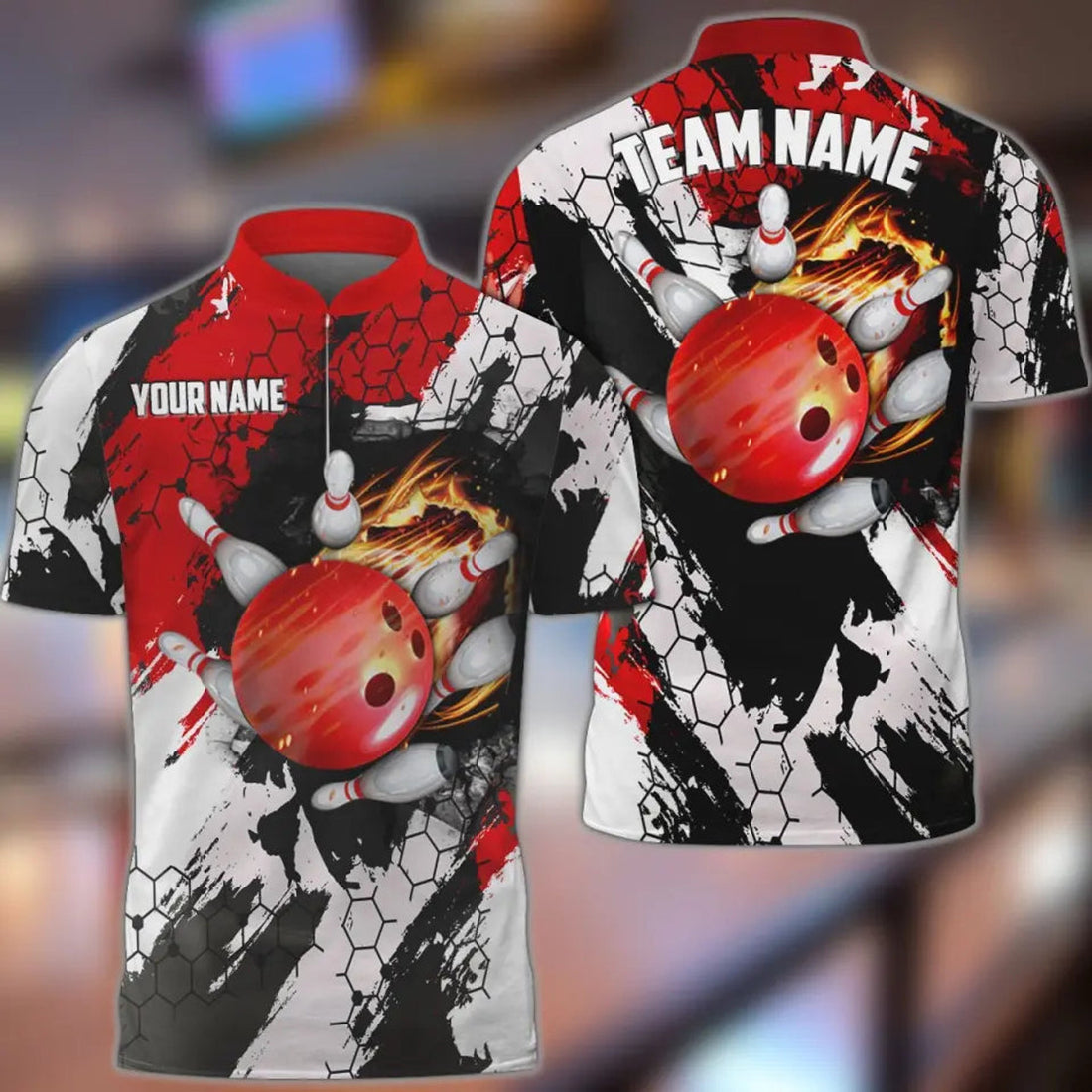 Custom Bowling And Pins Hexagram 2 Multicolor Option Customized Name 3D Bowling Jersey Shirt