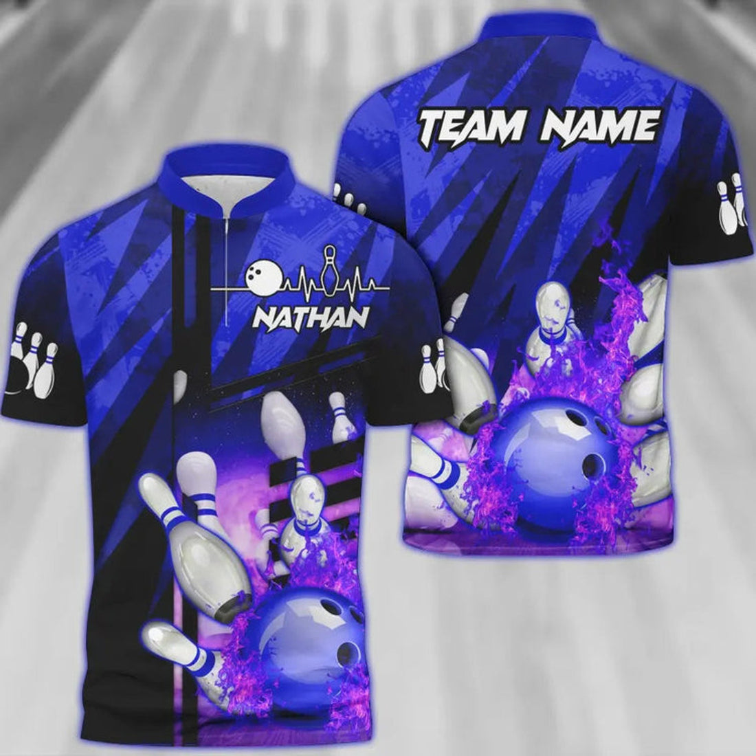 Custom Bowling And Pins Abstract Grunge Texture Multicolor Option Customized Name 3D Bowling Jersey Shirt