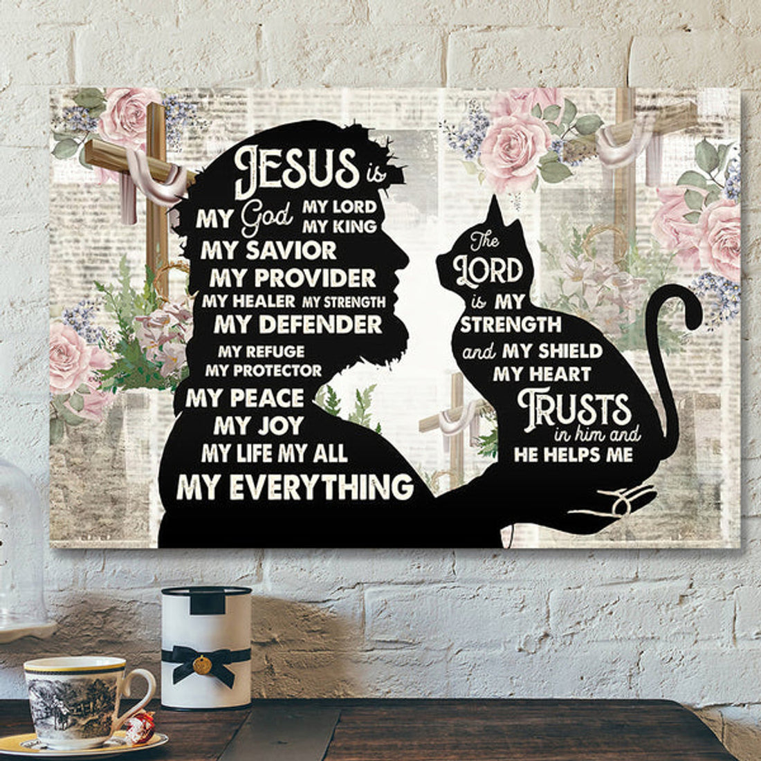 Bible Verse Canvas Painting - Christian Canvas Art - Jesus And Cat Canvas Poster 