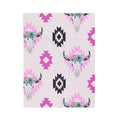 FUNSTUFFPRINT Plush Blanket - Southwest Pink Floral Bull Design
