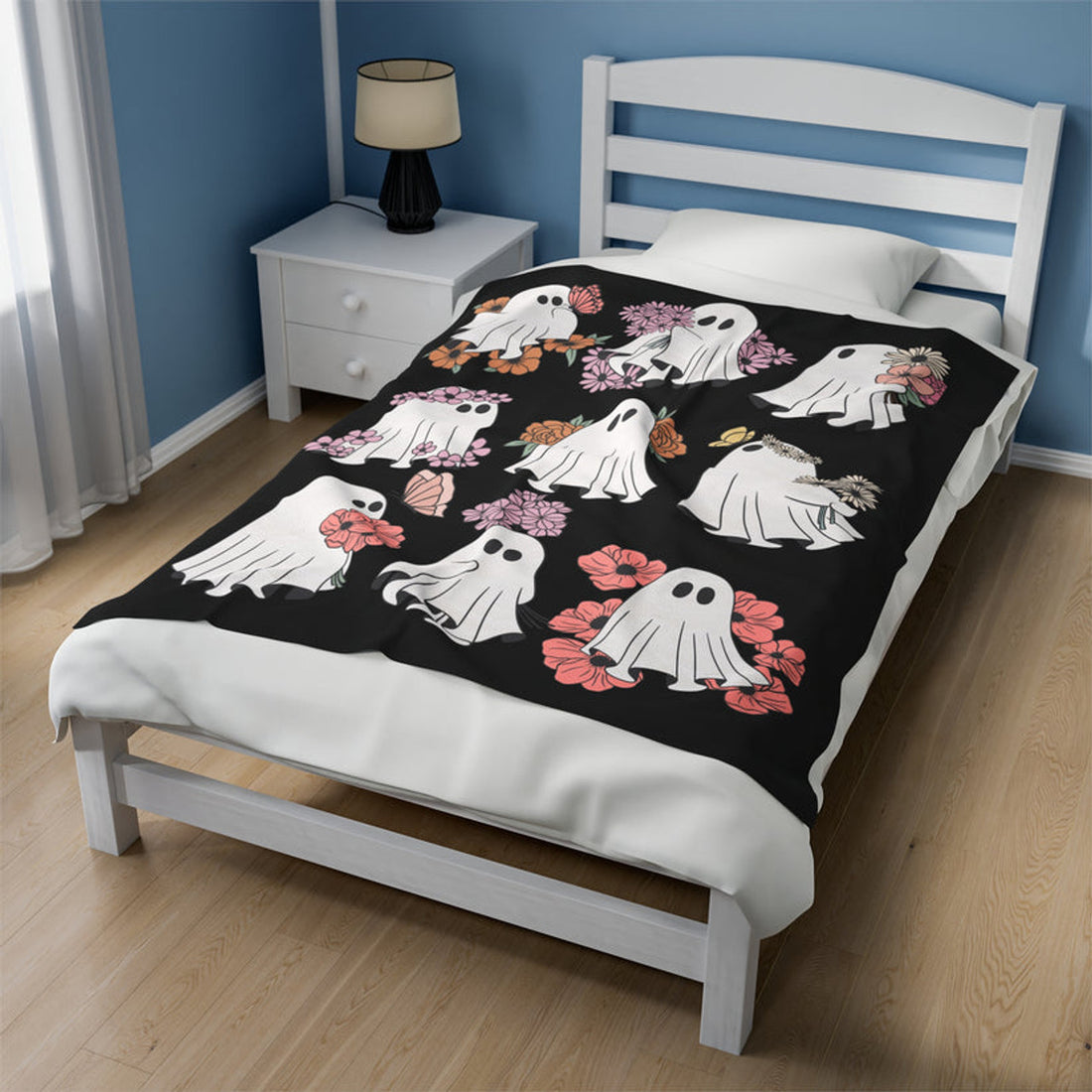 FUNSTUFFPRINT Boo-tiful Velveteen Plush Blanket