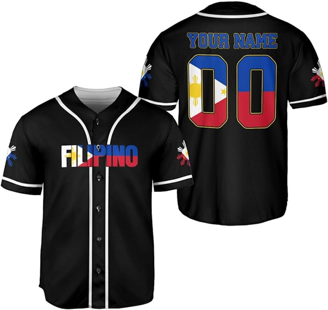 Custom Philippines Baseball Jersey Filipino Flag Baseball Jersey Philippines