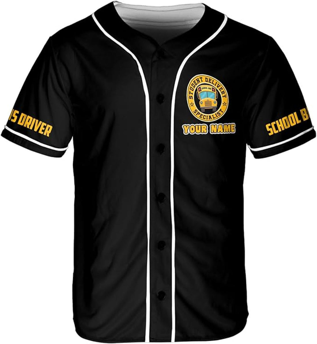 Custom Bus Driver Baseball Jersey School Bus Driver Shirts Men Yellow Bus Jersey