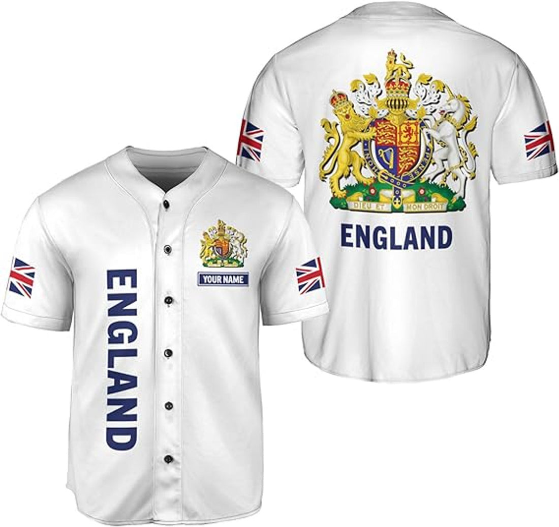 Custom England Baseball Jersey for Men England Jersey Soccer Men England Flag