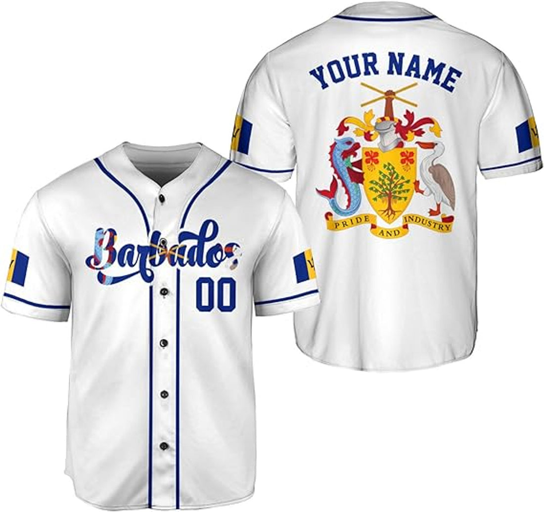 Custom Barbados Baseball Jersey Shirts Barbados Jersey for Men Women Bajan Flag