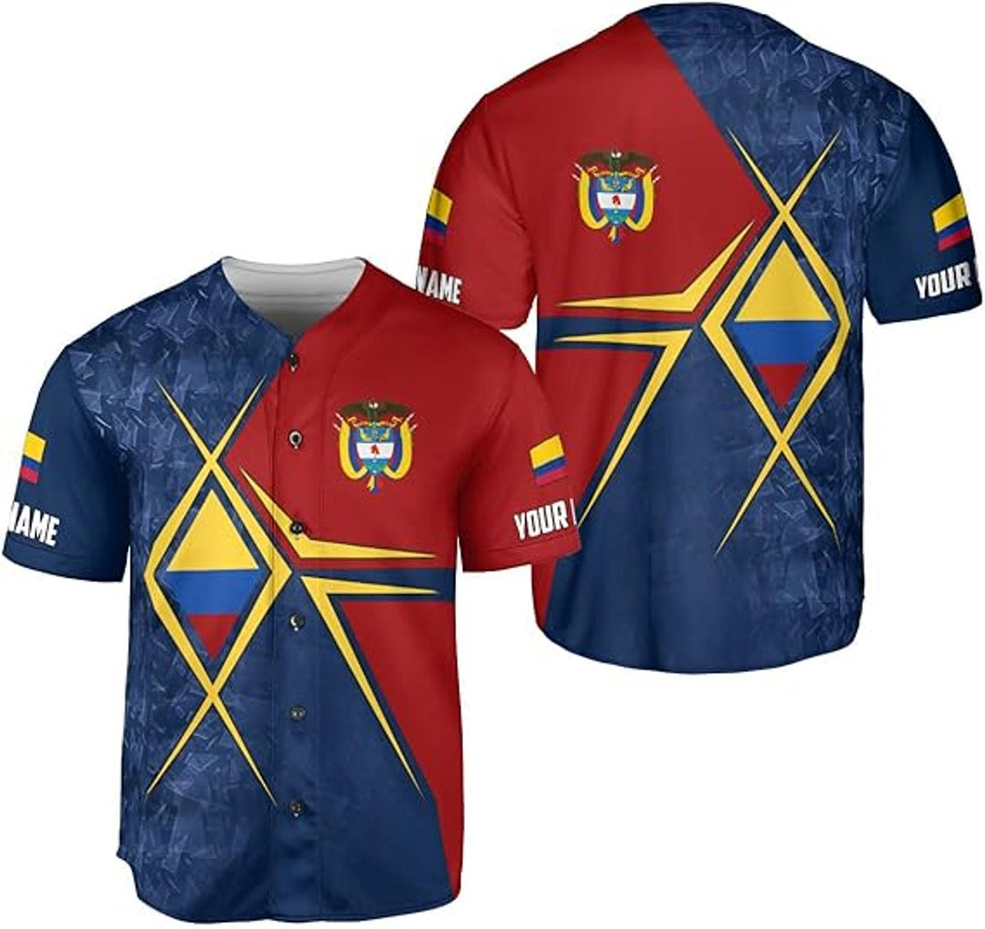 Personalized Colombia Baseball Jersey Custom Colombia Flag Shirts for Men
