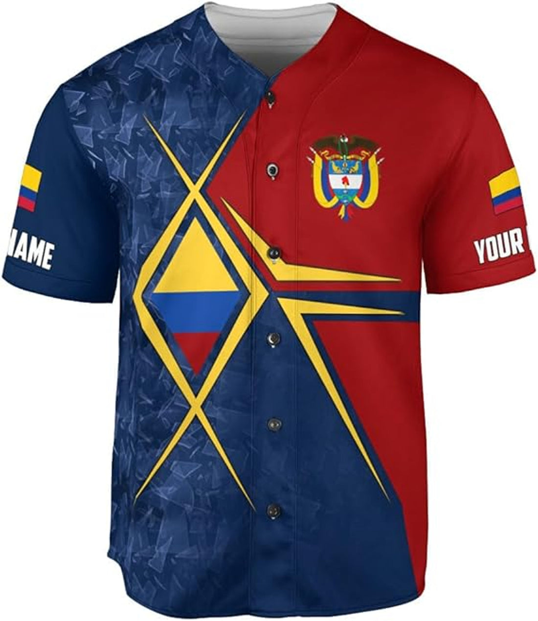 Personalized Colombia Baseball Jersey Custom Colombia Flag Shirts for Men