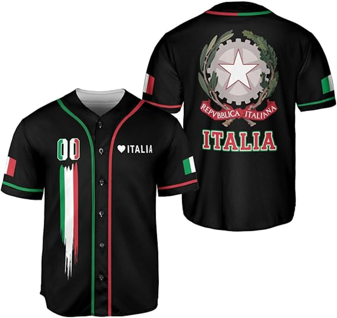 Custom Italia Baseball Jersey Men Italian Soccer Jersey Shirt Italia Pride Flag