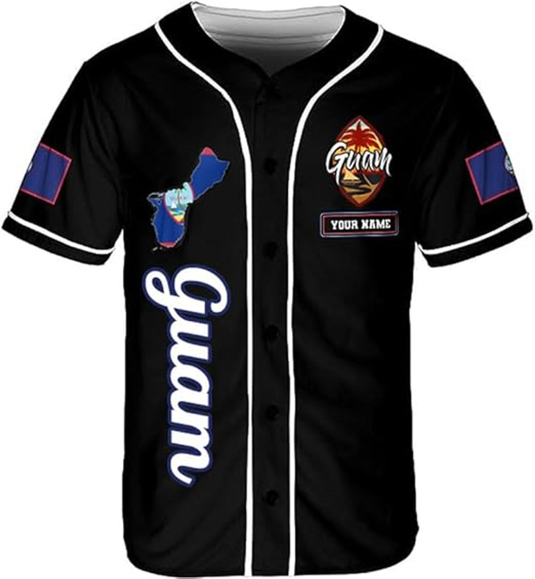 Custom Guam Baseball Jersey Guahan Flag Jersey Guam Islander Pride Jersey for Me