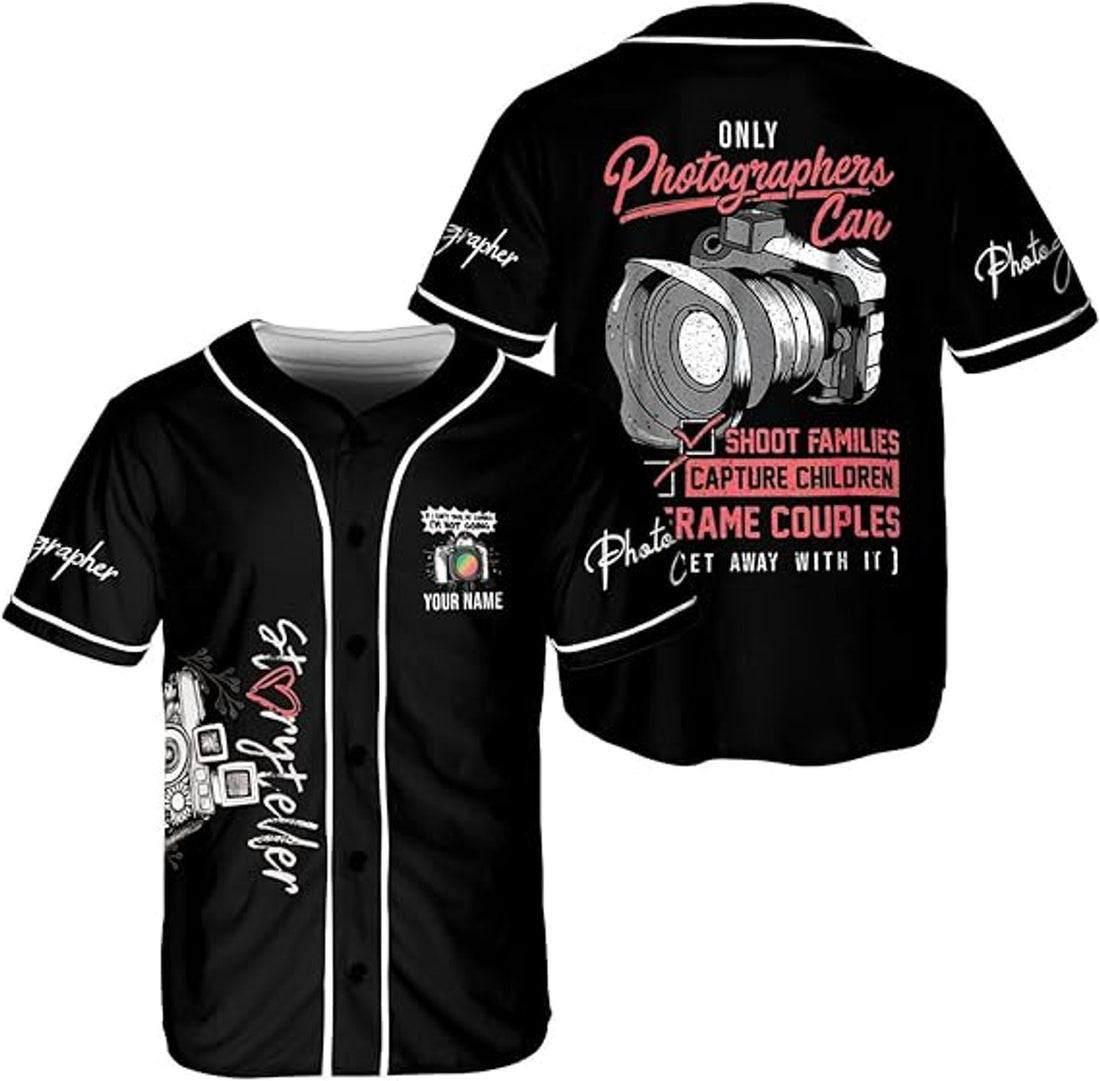 Custom Photography Jersey Shirts Photographer Baseball Jersey Shirt Photographic