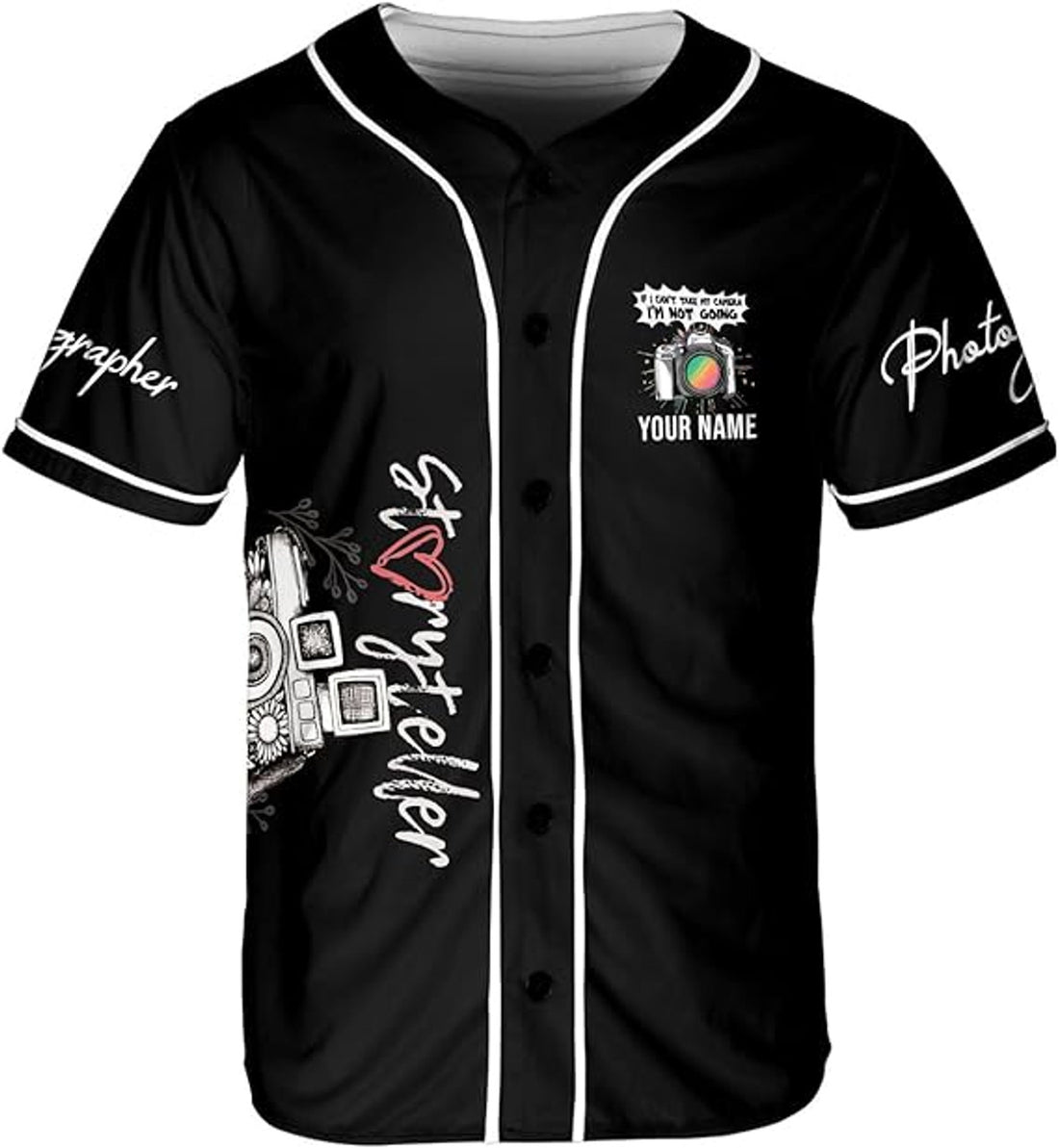 Custom Photography Jersey Shirts Photographer Baseball Jersey Shirt Photographic