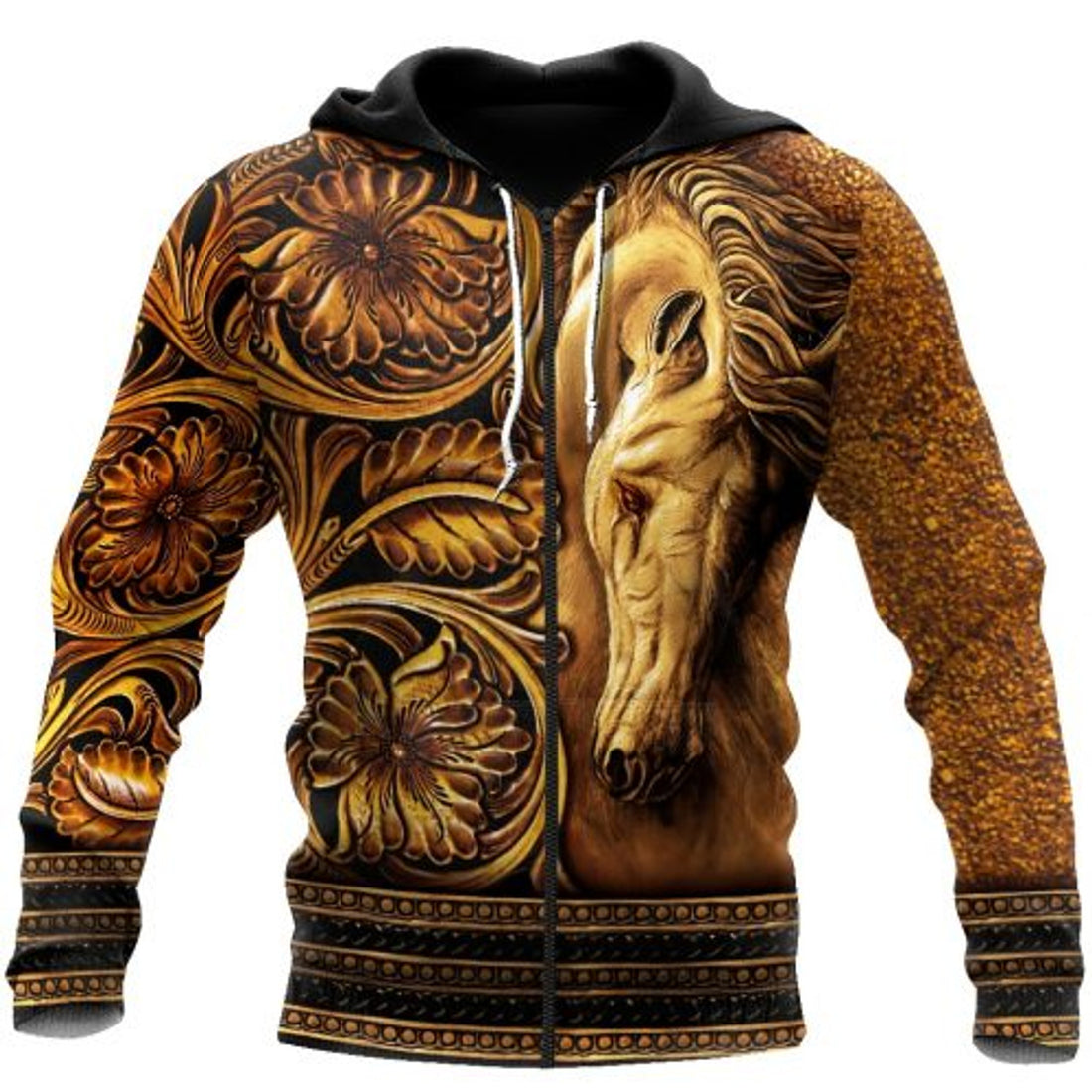 FUNSTUFFPRINT Horse 3D Hoodie For Men And Women Wood Horse 3D Hoodie and Zip Hoodie