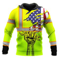FUNSTUFFPRINT Pesonalized Mechanic 3D Hoodie Ameriacan Flag Green
 3D Hoodie and Zip Hoodie