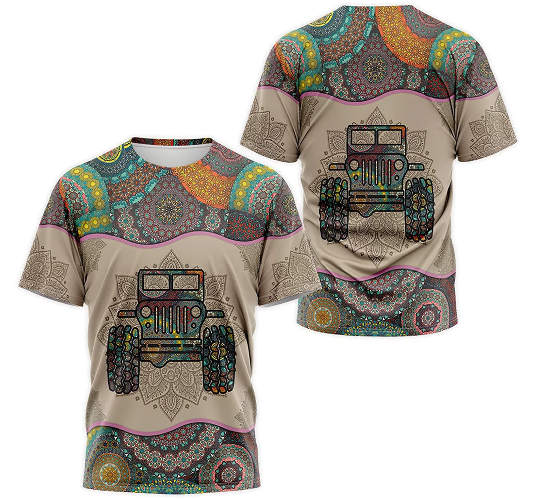 FUNSTUFFPRINT Personalized T-Shirt, Hoodie - Mandala Jp Car Floral 3D T-shirt
