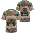 FUNSTUFFPRINT Personalized T-Shirt, Hoodie - Mandala Jp Car Floral 3D T-shirt