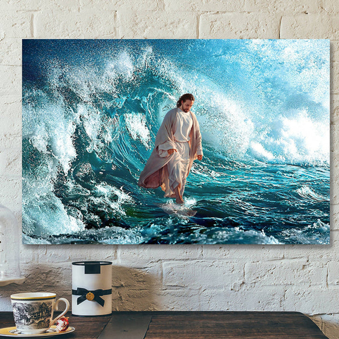 Jesus Walks On The Sea - Jesus Pictures - Jesus Canvas Poster - Jesus Wall Art - Christ Pictures - Christian Canvas Prints 