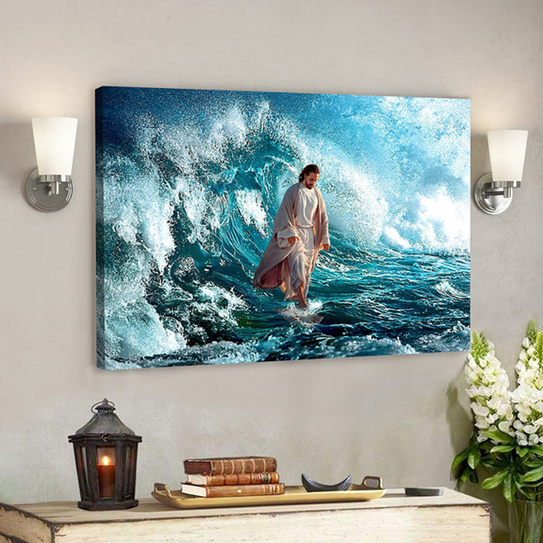 Jesus Walks On The Sea - Jesus Pictures - Jesus Canvas Poster - Jesus Wall Art - Christ Pictures - Christian Canvas Prints 