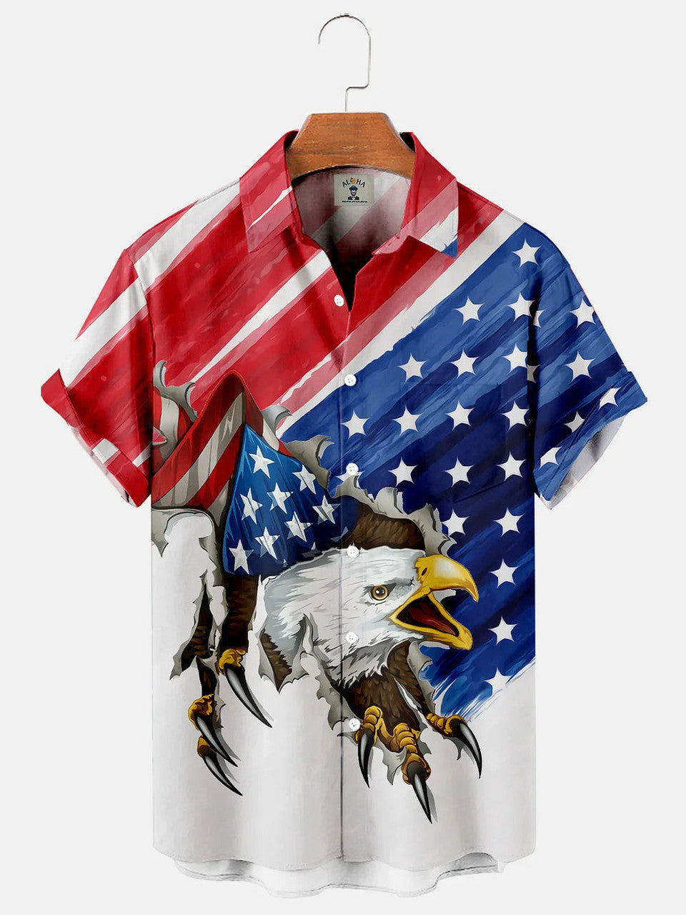 American Flag Casual Loose Men's Short Sleeve hawaiian Shirt, 4th Of July Hawaiian Shirt for men