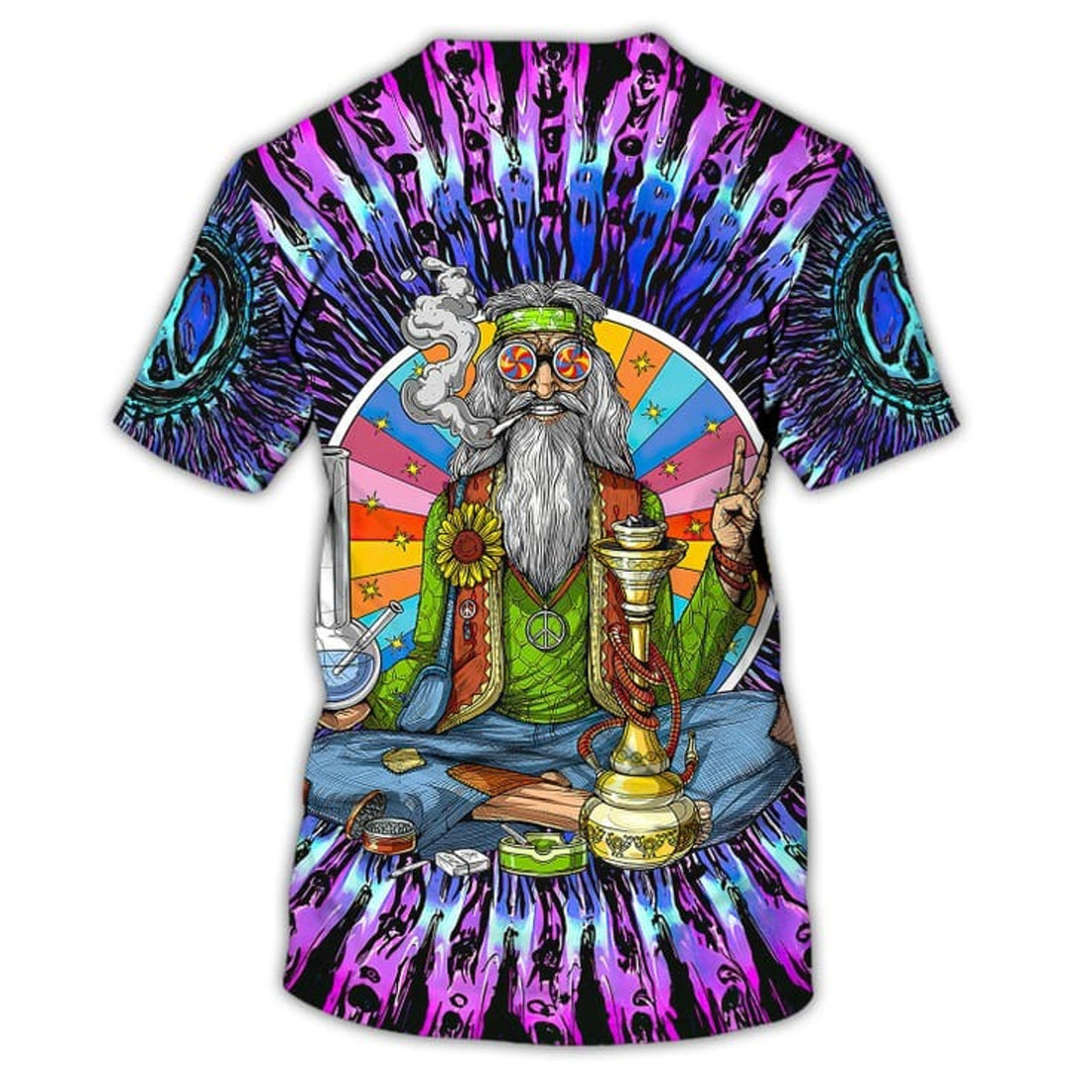 FUNSTUFFPRINT 3D All Over Print Old Man Hippie Shirts, Hippie Man Shirt, Hippie Woman Shirts, Colorful Hippie 3D T-shirt