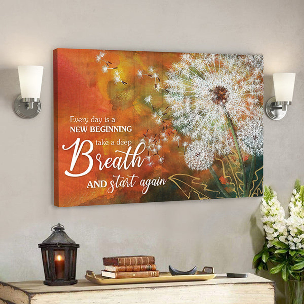 Every Day Is A New Beginning Take A Deep Breath And Start Again - Bible Verse Wall Art - Jesus Canvas - Scripture Canvas Wall Art 