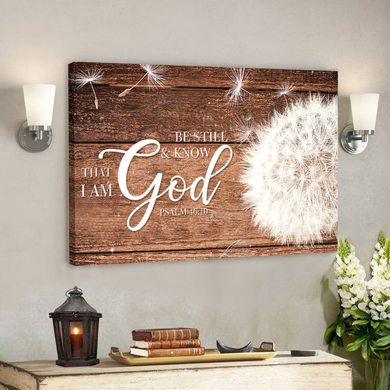 Bible Verse Canvas - Jesus Canvas Wall Art  Be Still & Know That I Am God