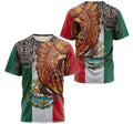 FUNSTUFFPRINT Personalized Aztec Mayan Warrior Mexican Coat Of Arms Flag 3D Printed T-shirt