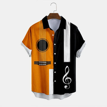 Stylish Asymmetric Print Short Sleeve hawaiian Shirt
