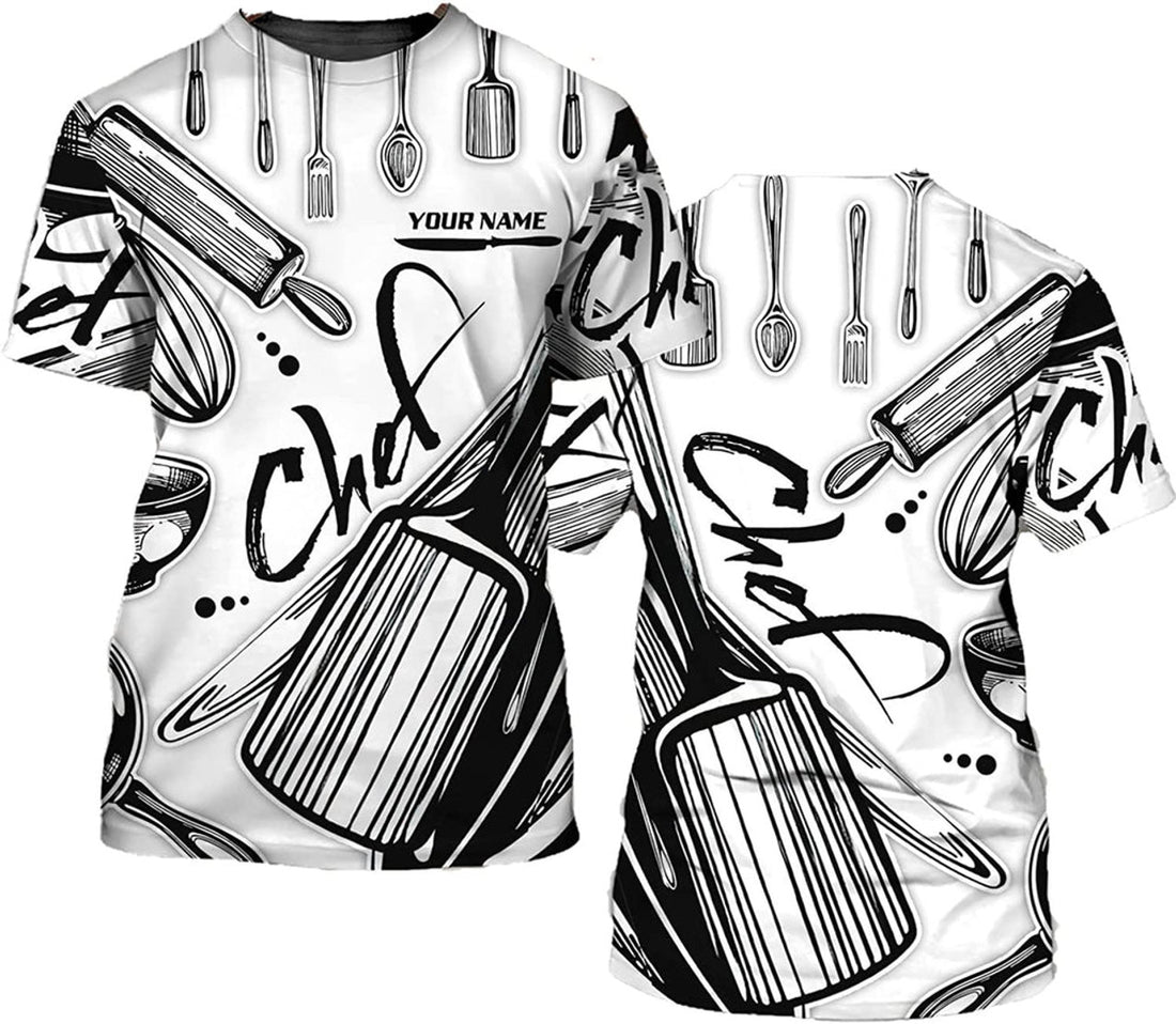 Custom Personalized Chef Shirt, 3D Chef Shirt Gifts Lover Men Women, T-Shirt Chef Cook Knife, Master Chef Gifts