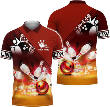 Personalized Bowling Bowling Men's Polo Shirt, Custom Name 3D Bowling Shirts Gift for Bowling Lover