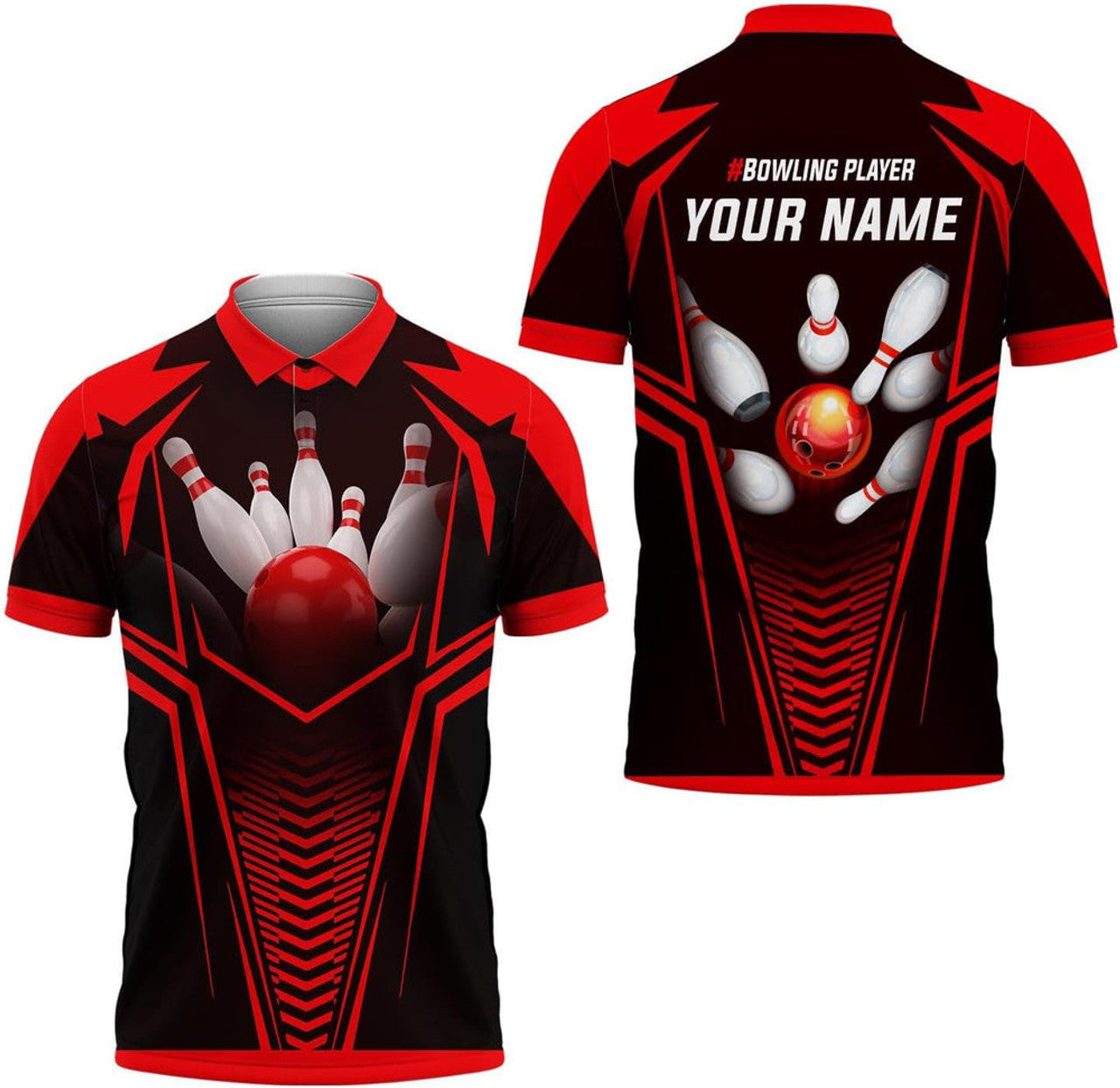 Personalized Bowling 3D Men Bowling Polo Shirt, Custom Name 3D Bowling Shirts Gift for Bowling Lover