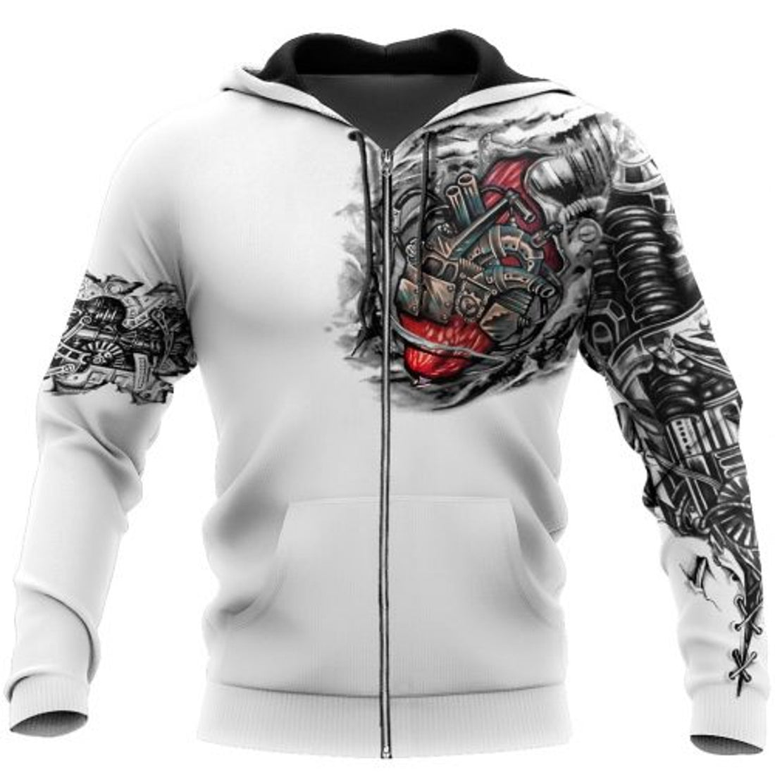FUNSTUFFPRINT Mechanic Metal Tattoo 3D Hoodie and Zip Hoodie