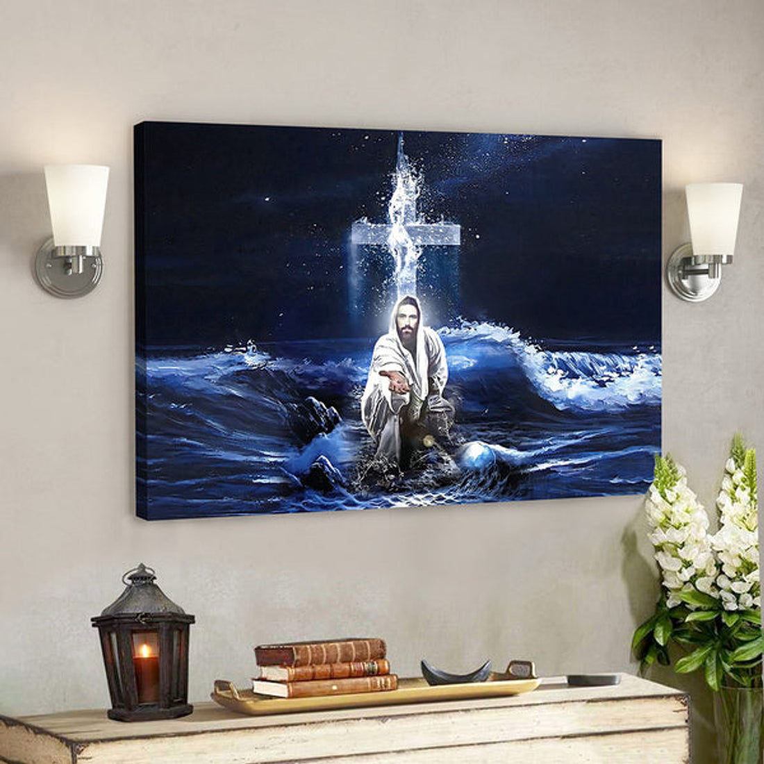 Christian Canvas Wall Art - Scripture Canvas - Jesus Hands Saves Christian Poster 