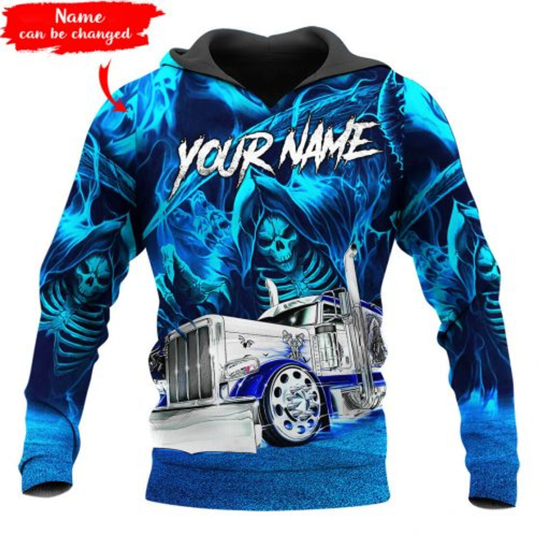 FUNSTUFFPRINT Personalized Trucker 3D Hoodie Trucker And Death 3D Hoodie and Zip Hoodie