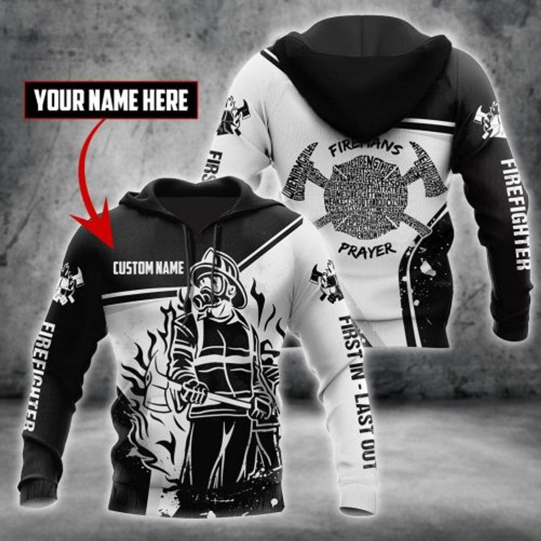 FUNSTUFFPRINT Personalized Firefighter 3D Hoodie Firemans Prayer 3D Hoodie and Zip Hoodie