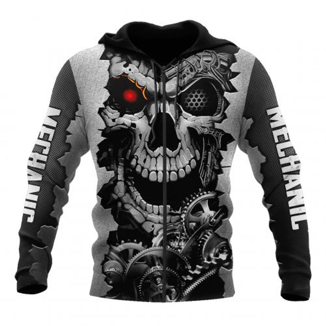 FUNSTUFFPRINT Mechanic Skull 3D Hoodie Im A Mechanic I Cant Fix Stupid 3D Hoodie and Zip Hoodie