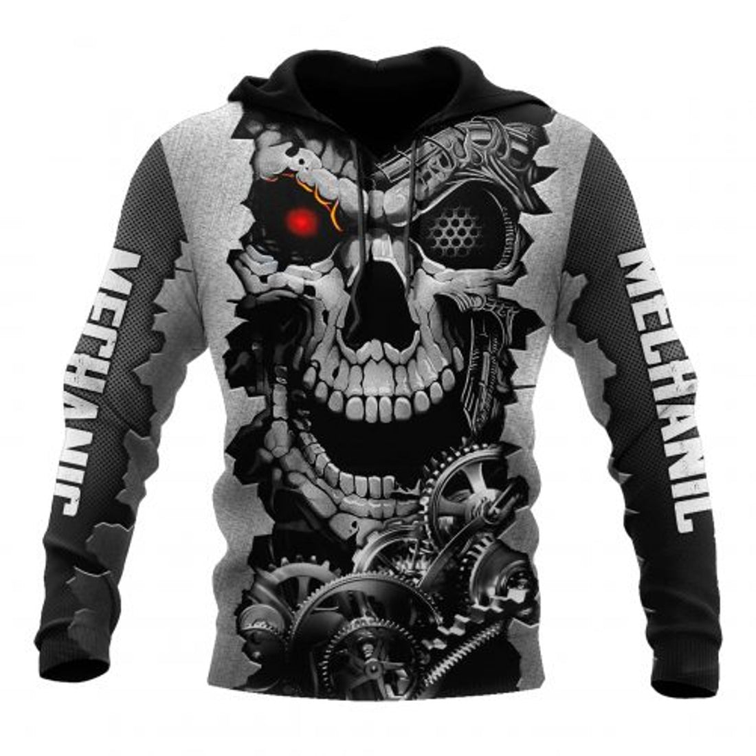 FUNSTUFFPRINT Mechanic Skull 3D Hoodie Im A Mechanic I Cant Fix Stupid 3D Hoodie and Zip Hoodie
