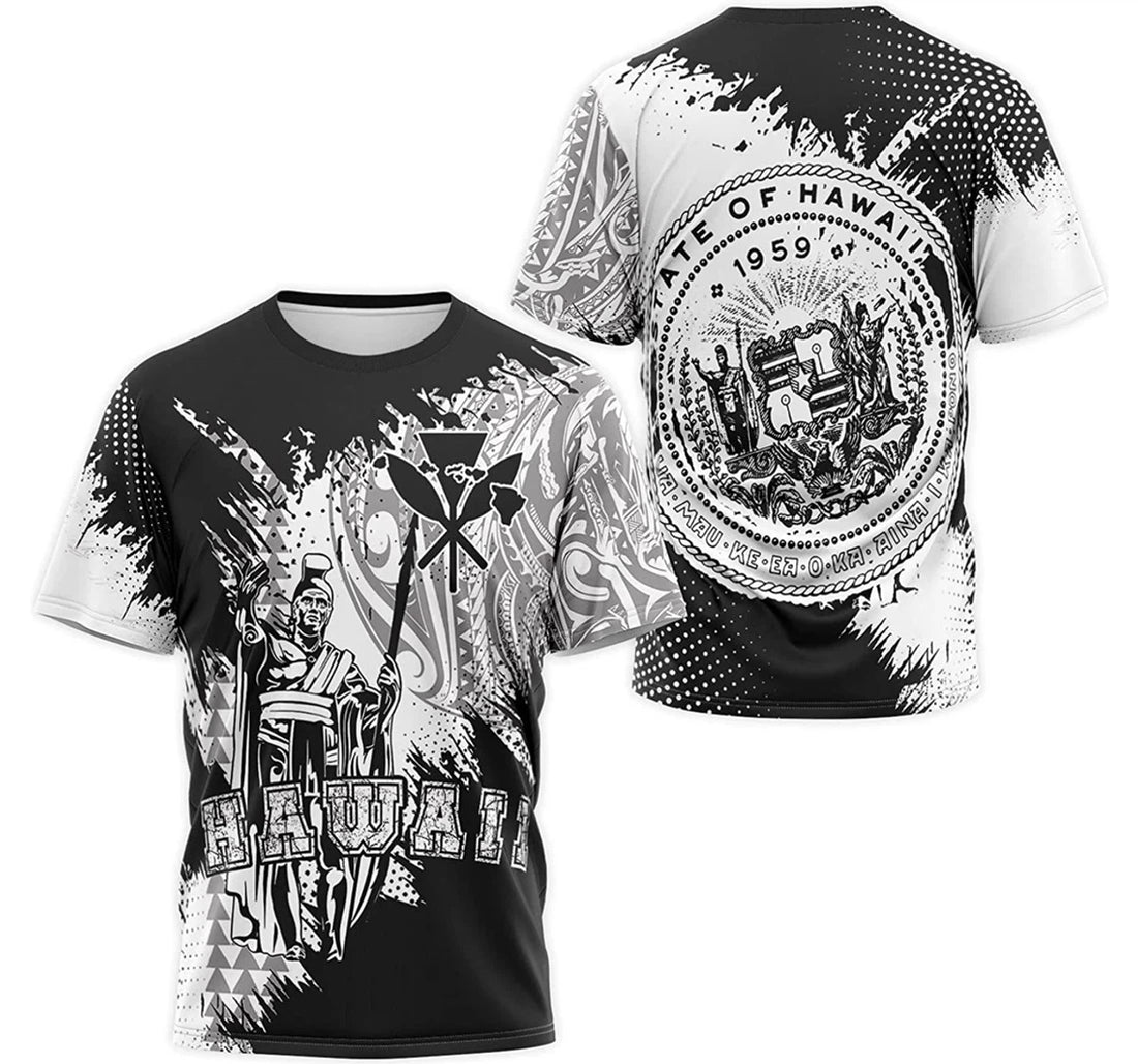 FUNSTUFFPRINT Personalized T-Shirt, Hoodie - Hawaii Flag Map Coat Of Arms Polynesian Pattern 3D T-shirt