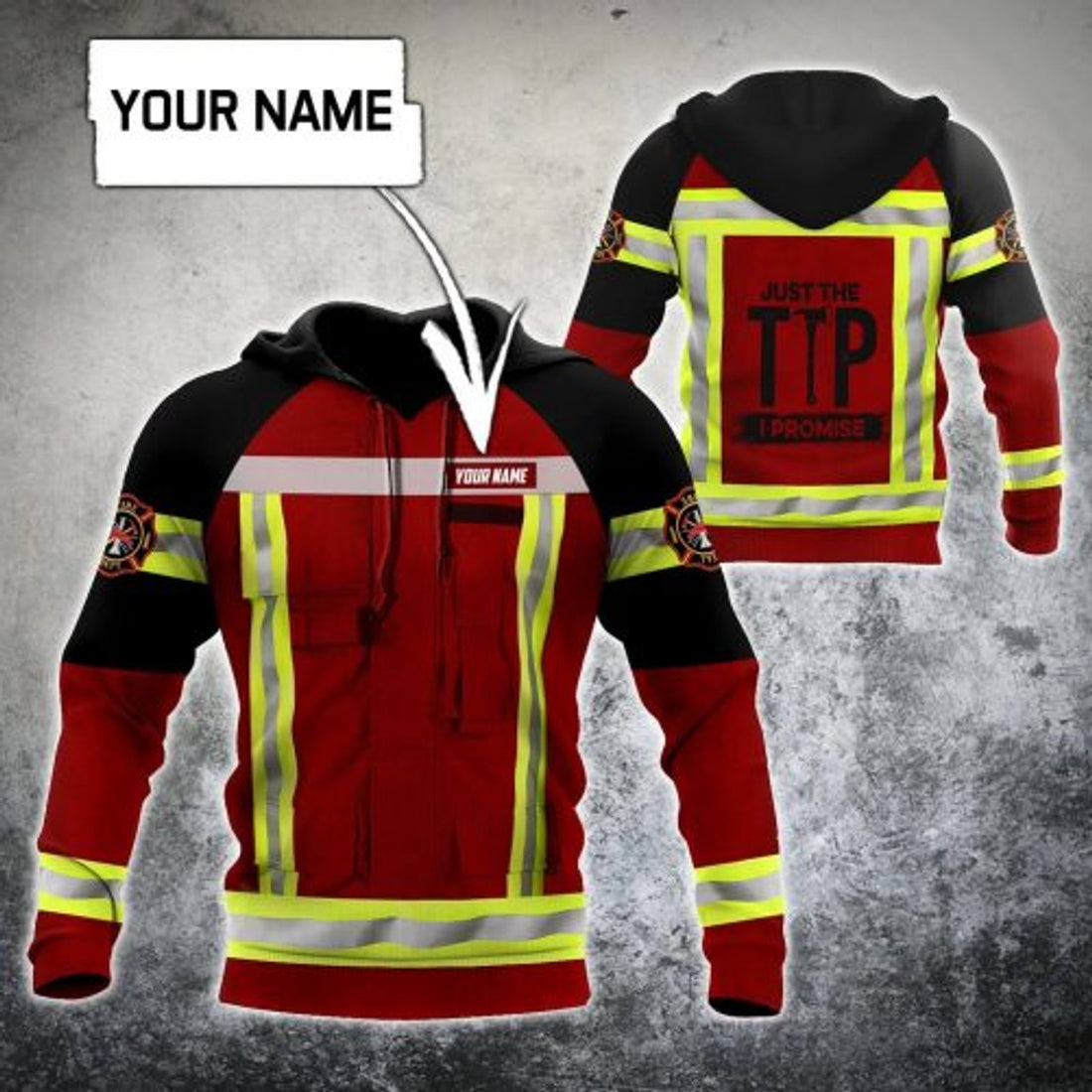 FUNSTUFFPRINT Personalized Firefighter 3D Hoodie Just The Tip I Promise 3D Hoodie and Zip Hoodie