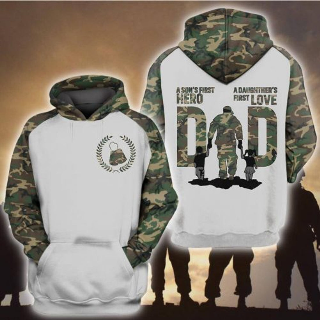 FUNSTUFFPRINT Dad 3D Hoodie Dad A Sons First Hero A Daughters First Love 3D Hoodie and Zip Hoodie