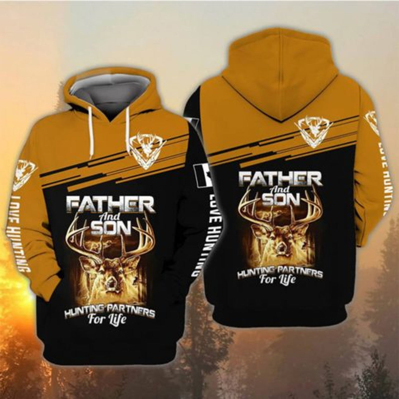 FUNSTUFFPRINT Dad 3D Hoodie Father And Son Hunting Partners For Life 3D Hoodie and Zip Hoodie