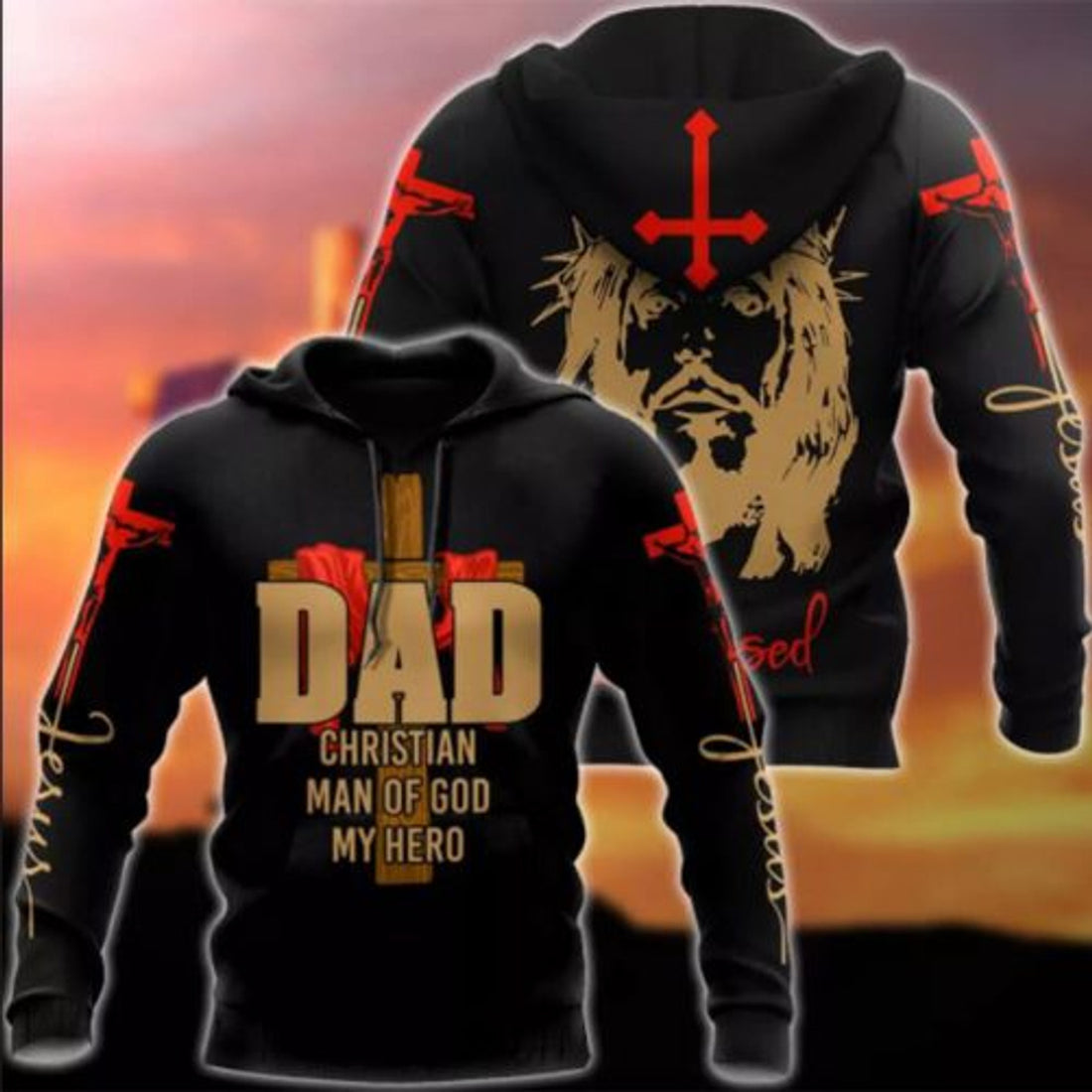 FUNSTUFFPRINT Dad 3D Hoodie Dad Christian Man Of God My Hero 3D Hoodie and Zip Hoodie