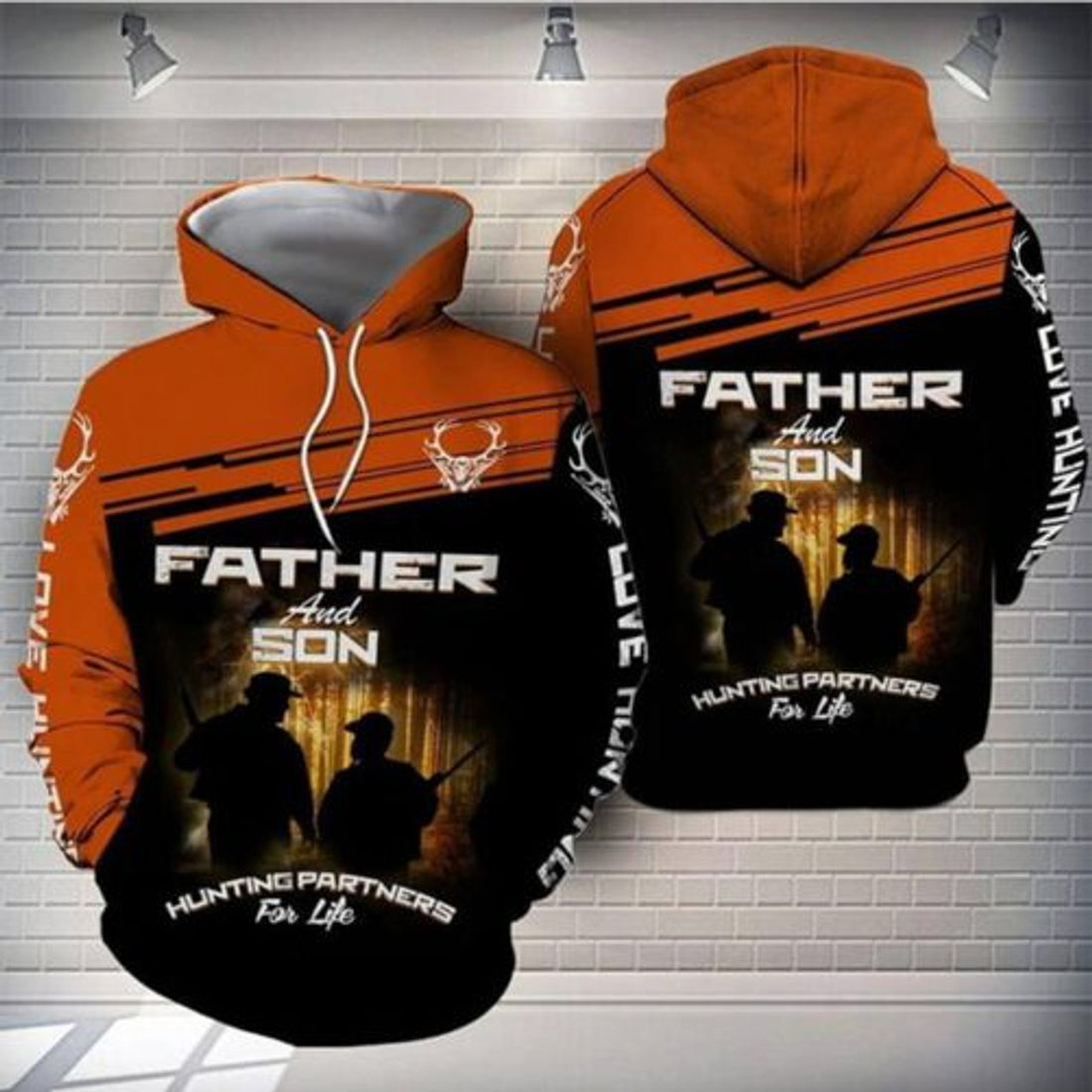 FUNSTUFFPRINT Dad 3D Hoodie For Men Father And Son Hunting Partners For Life 3D Hoodie and Zip Hoodie