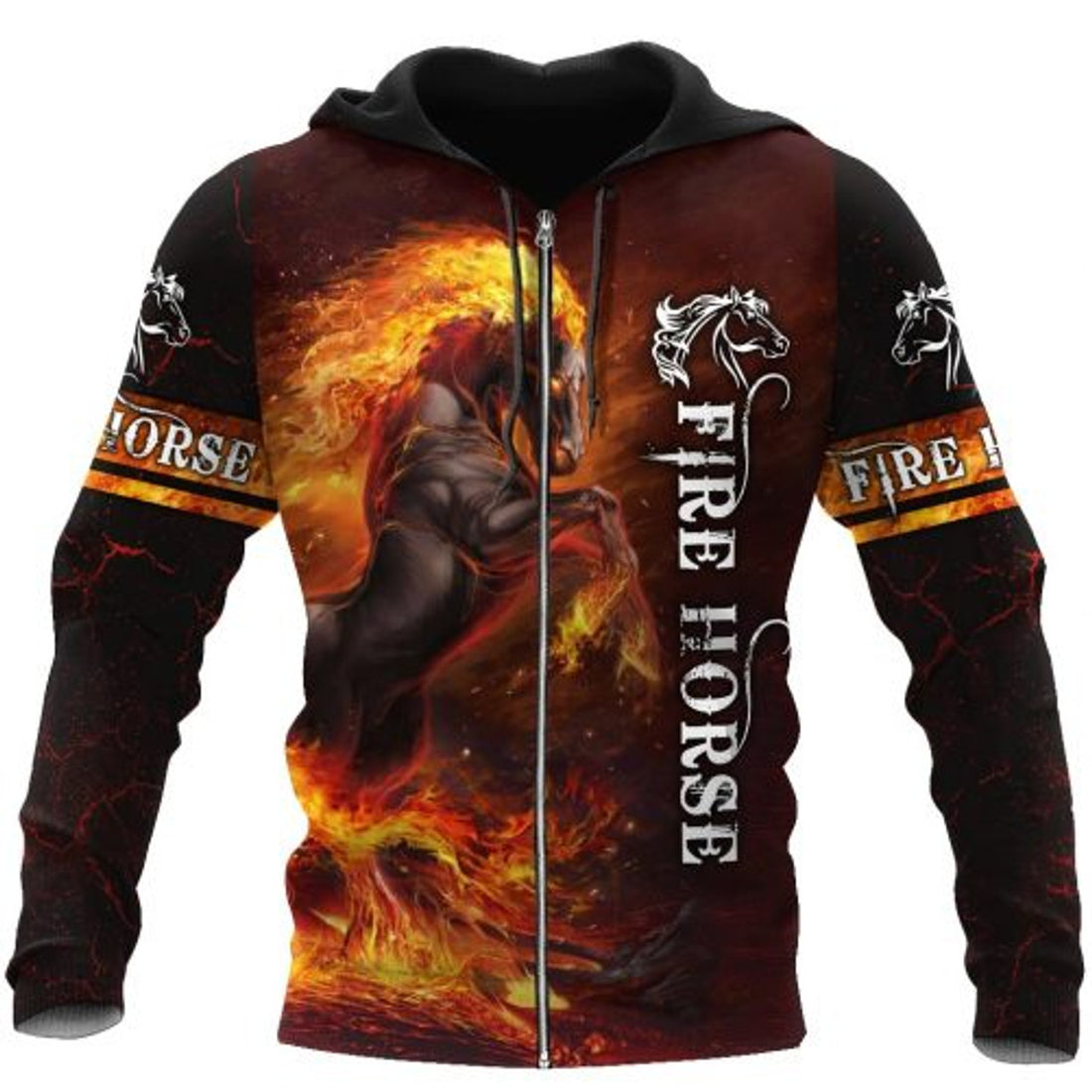 FUNSTUFFPRINT Fire Horse 3D Hoodie For Men And Women 3D Hoodie and Zip Hoodie