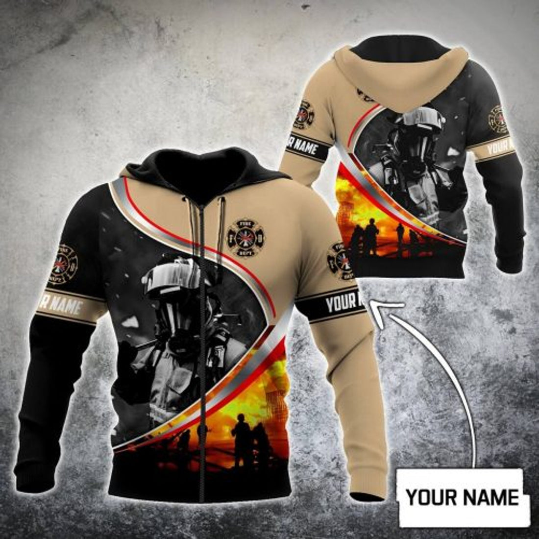 FUNSTUFFPRINT Personalized Firefighter 3D Hoodie For Men And Women 3D Hoodie and Zip Hoodie