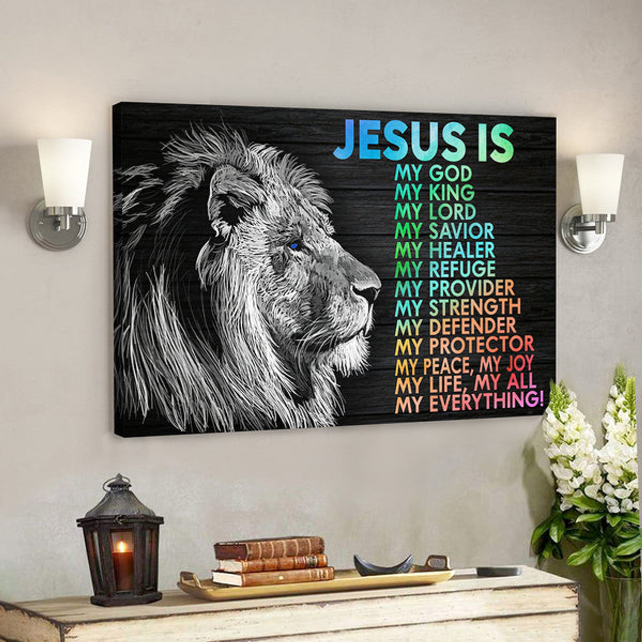 Bible Verse Wall Art Canvas - Christian Canvas Art - Jesus Is My God My King Canvas Poster 