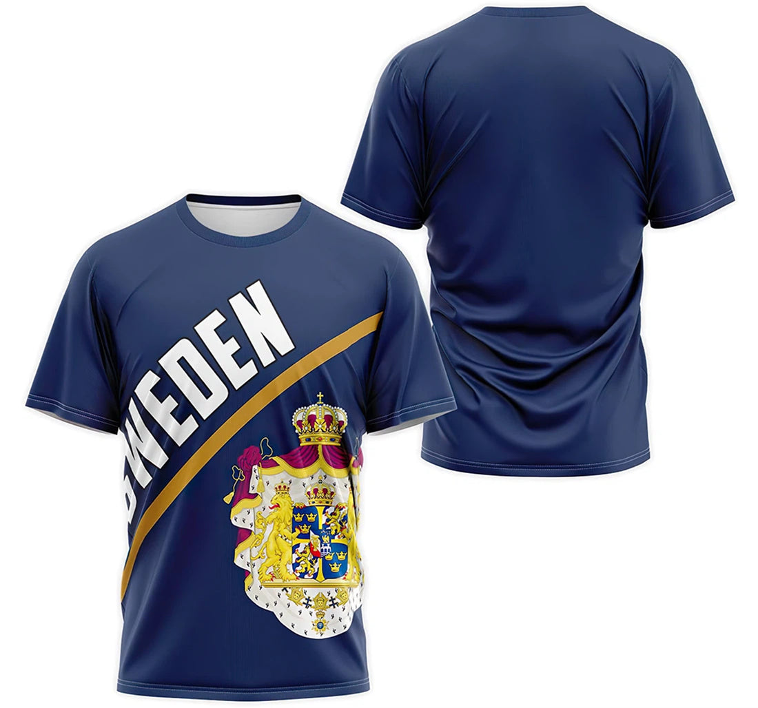 FUNSTUFFPRINT Personalized T-Shirt, Hoodie - Sweden Coat Of Arms 3D T-shirt