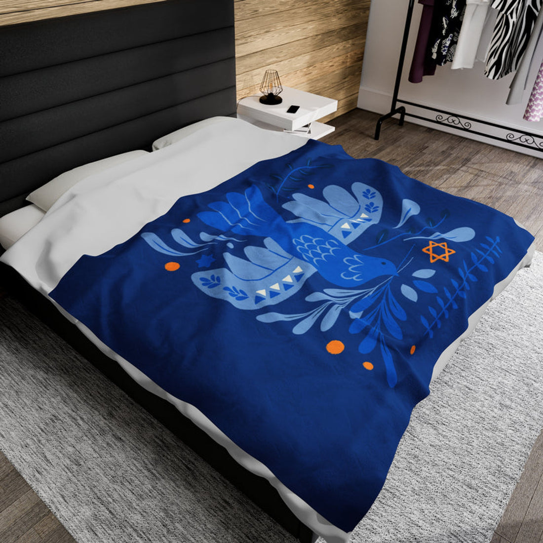 FUNSTUFFPRINT Hanukkah Velveteen Plush Blanket