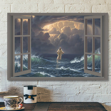 Christian Canvas Wall Art - Bible Verse Canvas Painting - Jesus Walks On Water Canvas Poster 