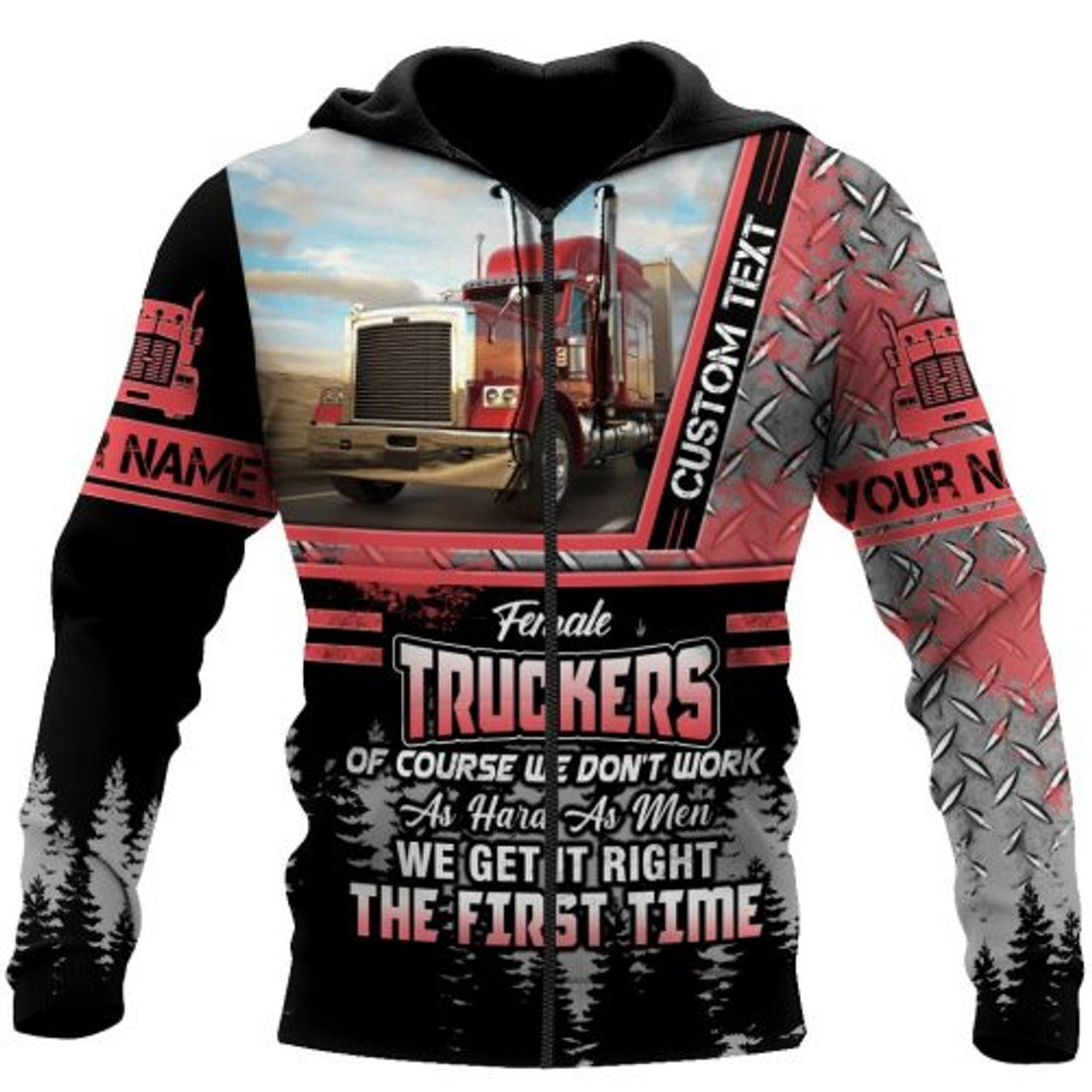 FUNSTUFFPRINT Personalized Trucker 3D Hoodie Female Truckers of Course We Dont Work As Hard As Men 3D Hoodie and Zip Hoodie